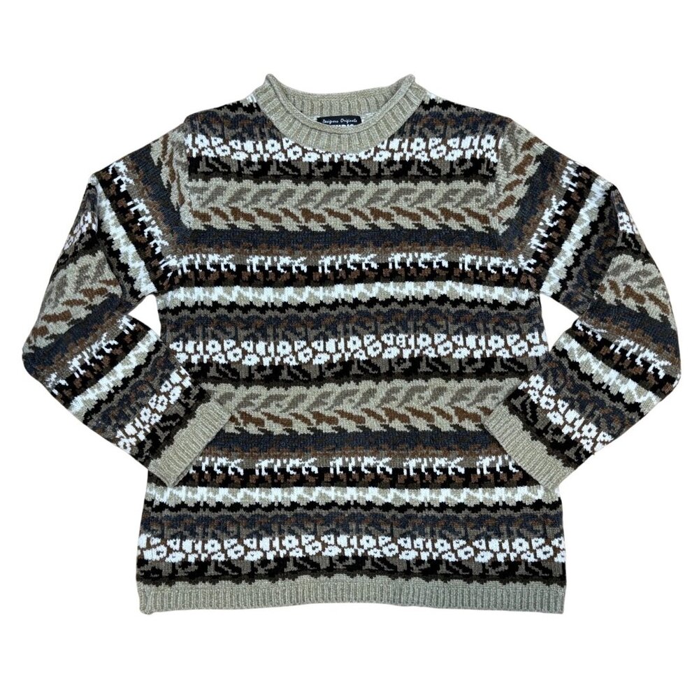 Vintage 90s Chenille Animal Print Sweater Petite Small | Leopard Cheetah Pattern